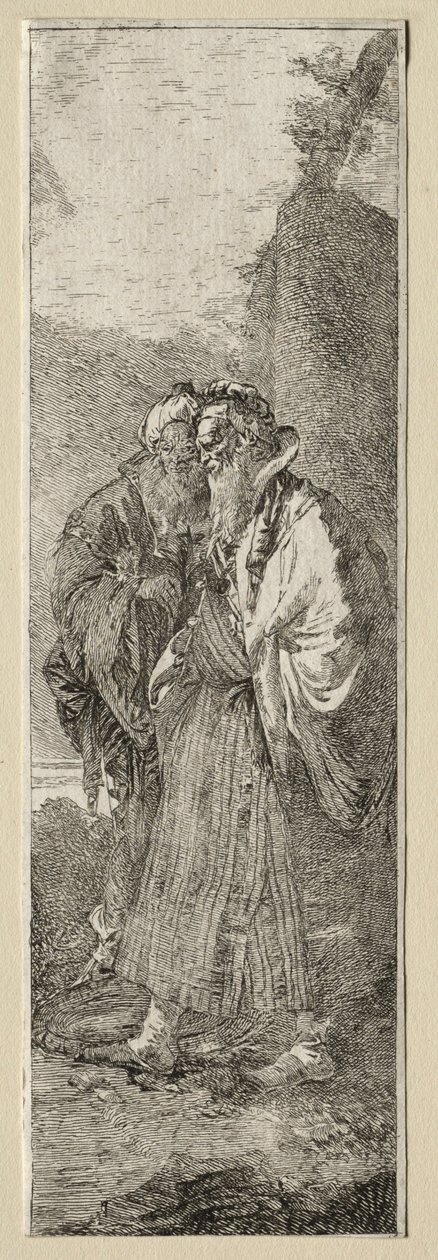 Kaksi vanhaa miestä maisemassa. tekijältä Giovanni Domenico Tiepolo