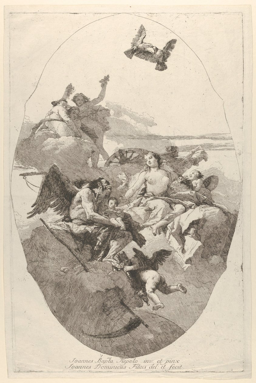 Venus uskoi Amorin ajalle, 1758-80. tekijältä Giovanni Domenico Tiepolo