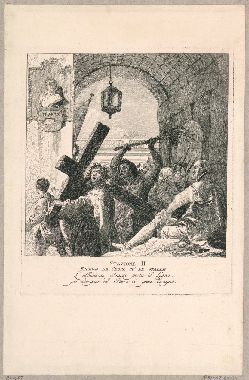 Via crucis - Station II, Hän ottaa ristin hartioilleen tekijältä Giovanni Domenico Tiepolo