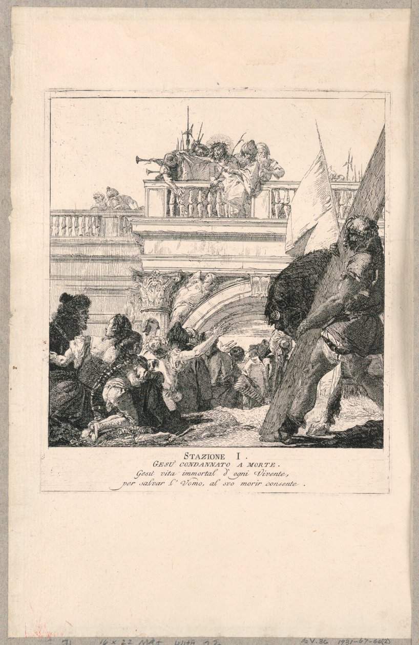 Via crucis - Station I, Jeesus kuolemaan tuomittu tekijältä Giovanni Domenico Tiepolo