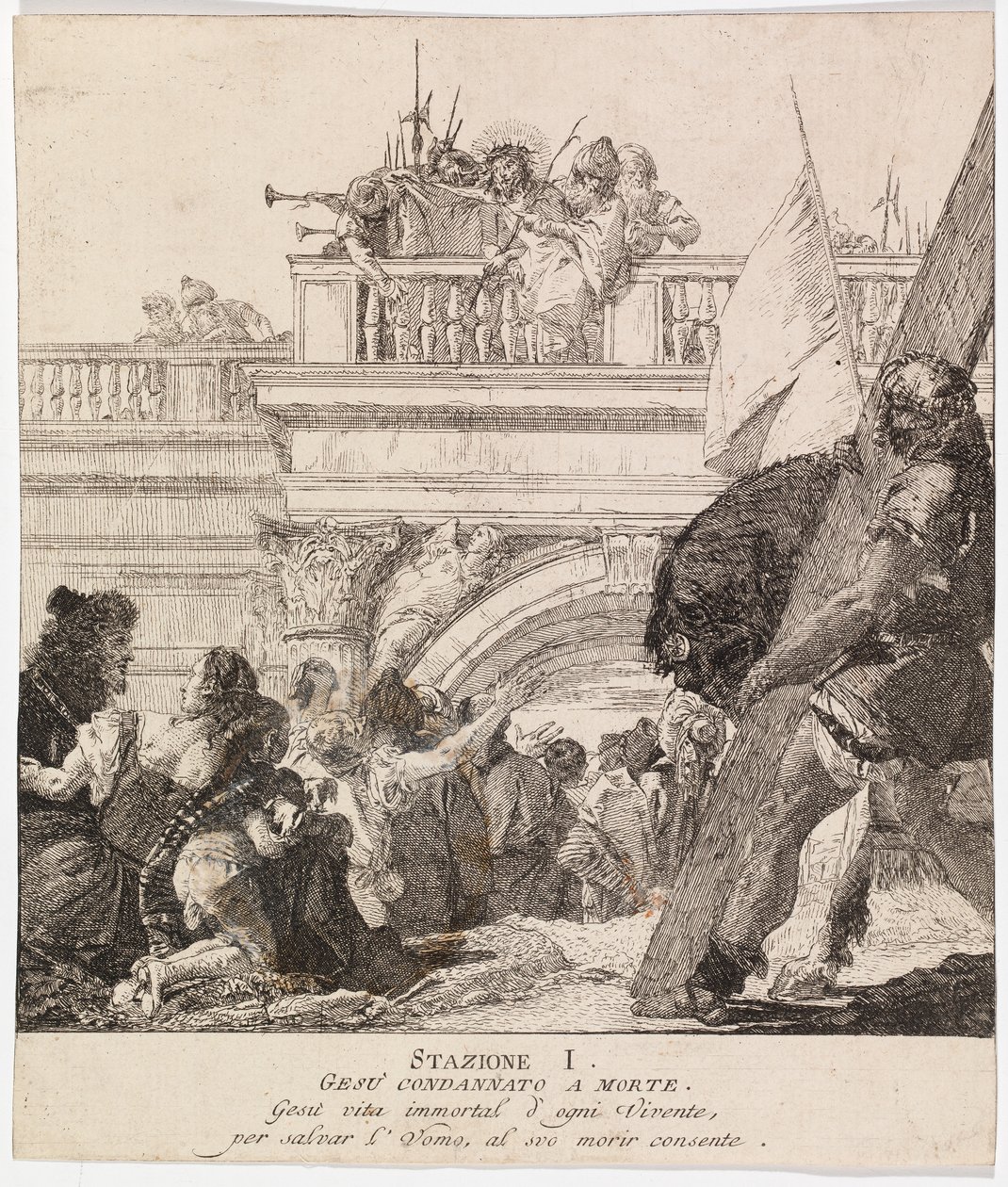 Via crucis - Asema I. Jeesus tuomitaan kuolemaan. tekijältä Giovanni Domenico Tiepolo