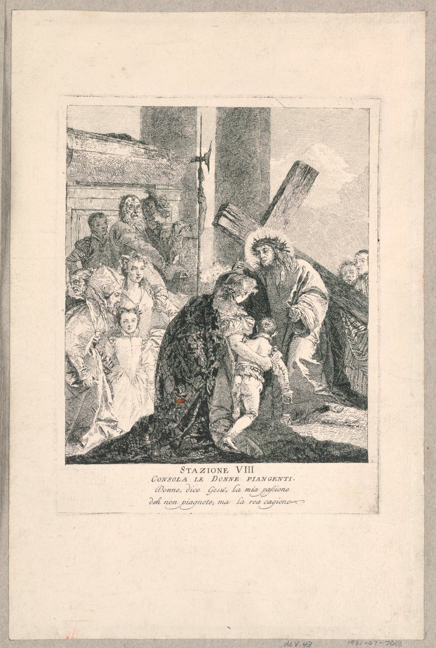 Via crucis - Station VIII, hän lohduttaa itkeviä naisia tekijältä Giovanni Domenico Tiepolo