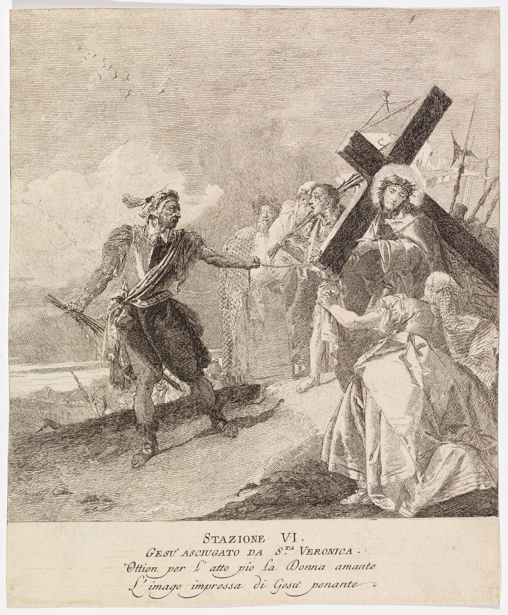 Via crucis - Asema VI. Veronika pyyhkii Jeesuksen kasvot. tekijältä Giovanni Domenico Tiepolo