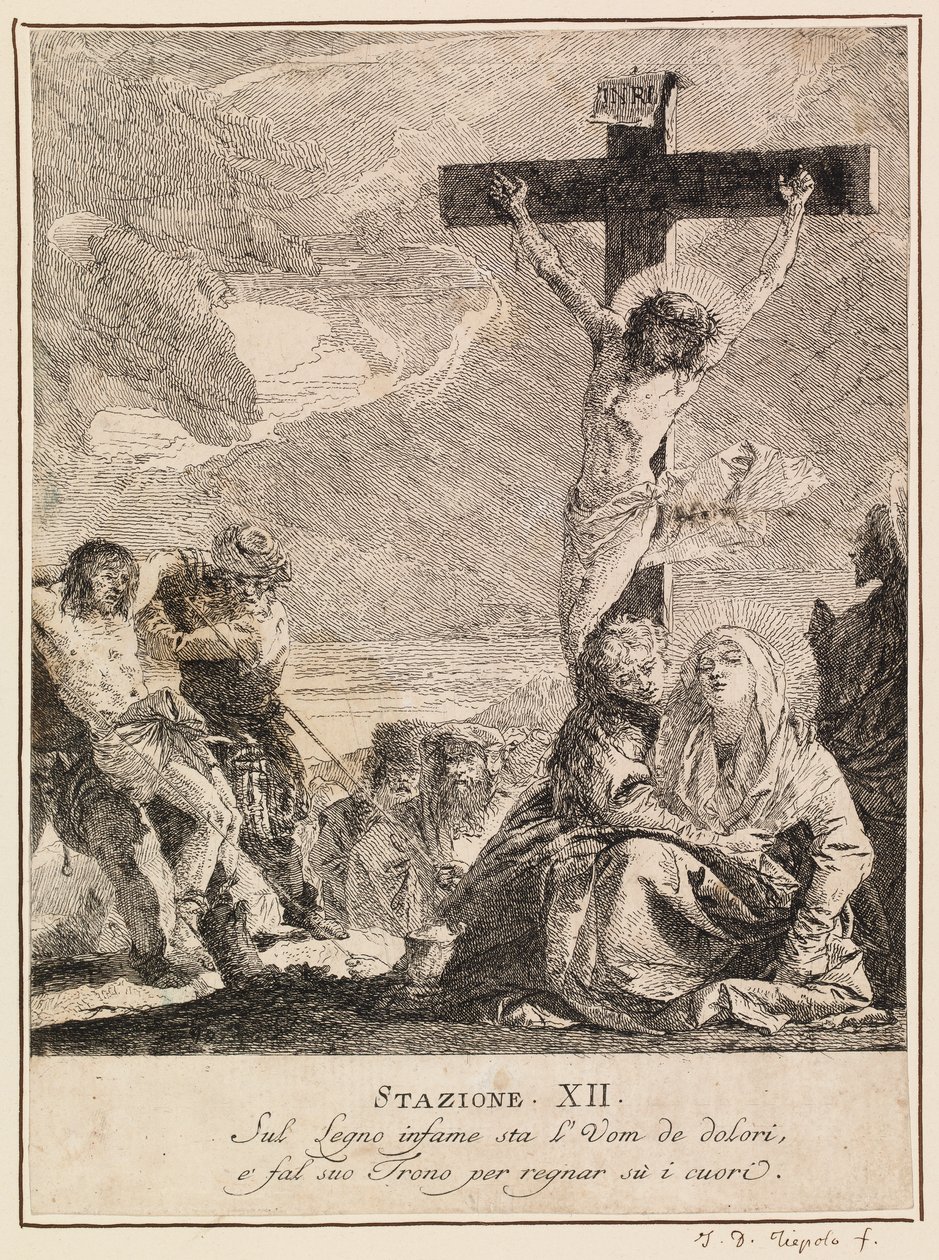 Via crucis - Asema XII. Jeesus kuolee ristillä tekijältä Giovanni Domenico Tiepolo