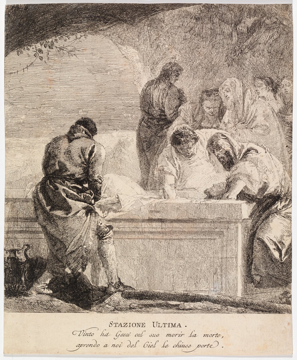 Via crucis - Asema XIV. Jeesus lasketaan hautaan tekijältä Giovanni Domenico Tiepolo