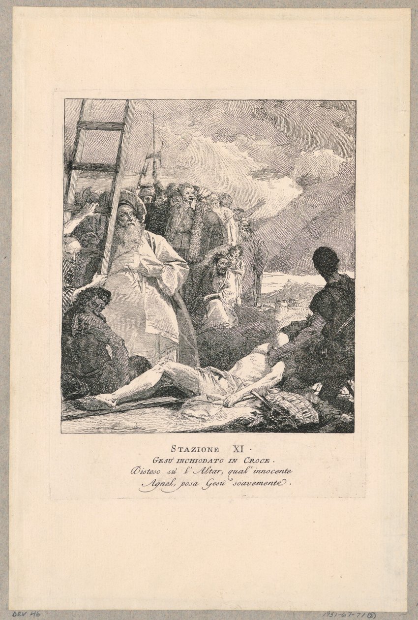 Via crucis - Estació XI, Jesús clavat al Crossfinnish tekijältä Giovanni Domenico Tiepolo