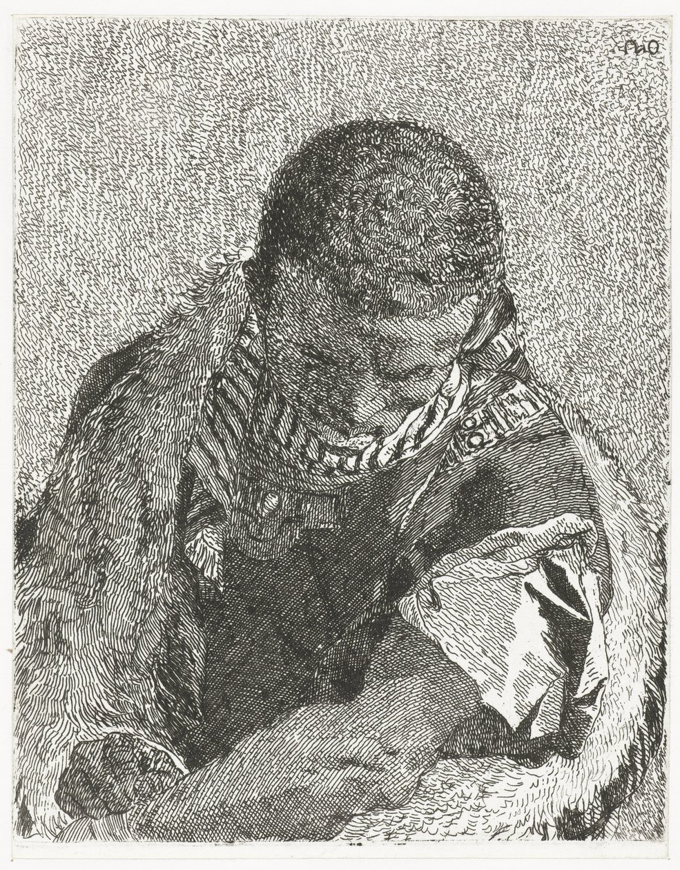 Musta poika, jolla on kumara pää Pääkokoelma (sarjan nimi) Raccolta di Teste (sarjan nimi) tekijältä Giovanni Domenico Tiepolo