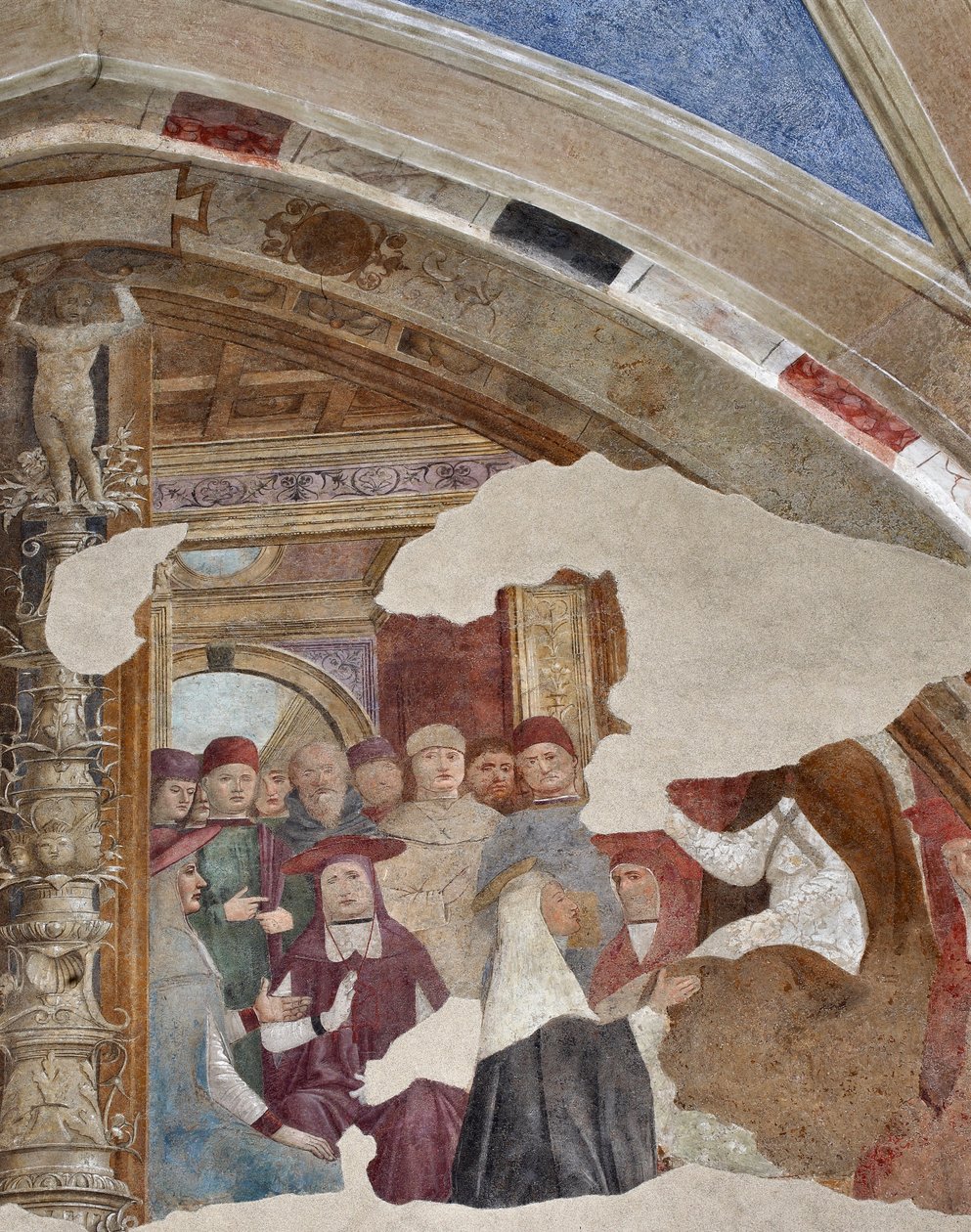 Giovanni Donato da Montorfanon (1460-1502) pyhän Katariina Sienan esitys paavi Gregoire XI:n edessä Avignon-freskon (1460-1502) Bollan kappelin kehys, vasen nave (pyhä Katariina Sienan paavi Gregorius XI:n edessä Avignonissa) Fresko Giovanni Dona tekijältä Giovanni Donato Montorfano