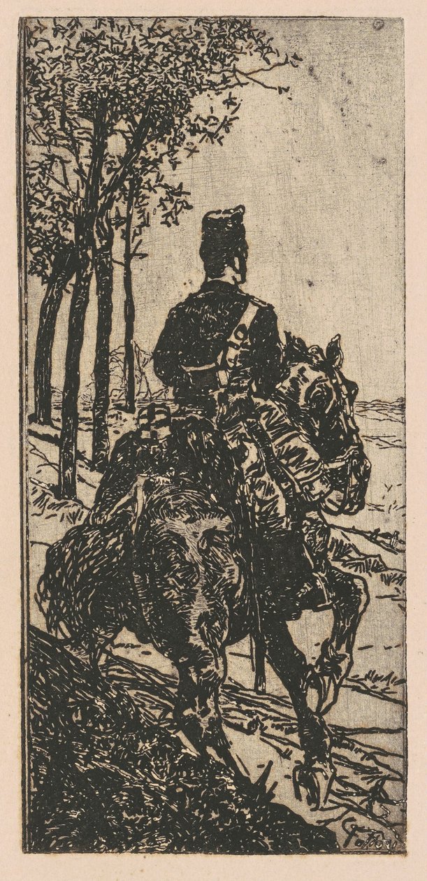 Tykistosotilas hevosen selässä tekijältä Giovanni Fattori