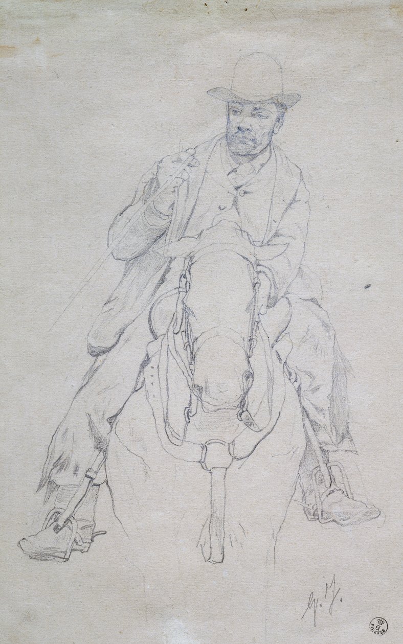Buttero hevosen selässä (Toscanan cowboy) tekijältä Giovanni Fattori