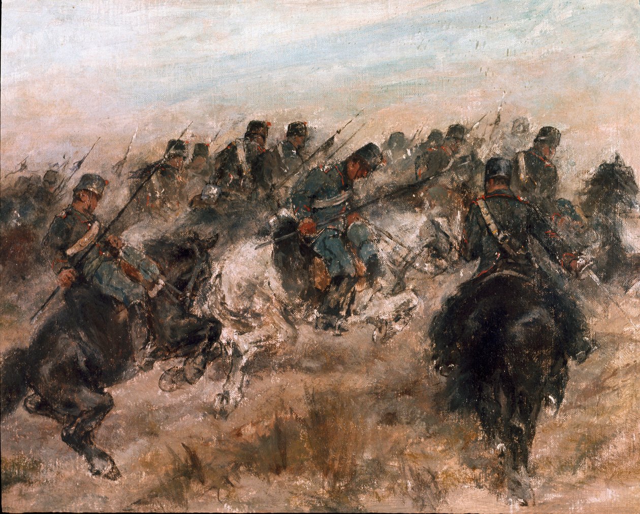 Italian kampanja 1859: "" Piemonten ratsuväen hyökkäys "" Giovanni Fattorin (1825-1908) maalaus Rooma, Modernin taiteen kansallisgalleria tekijältä Giovanni Fattori