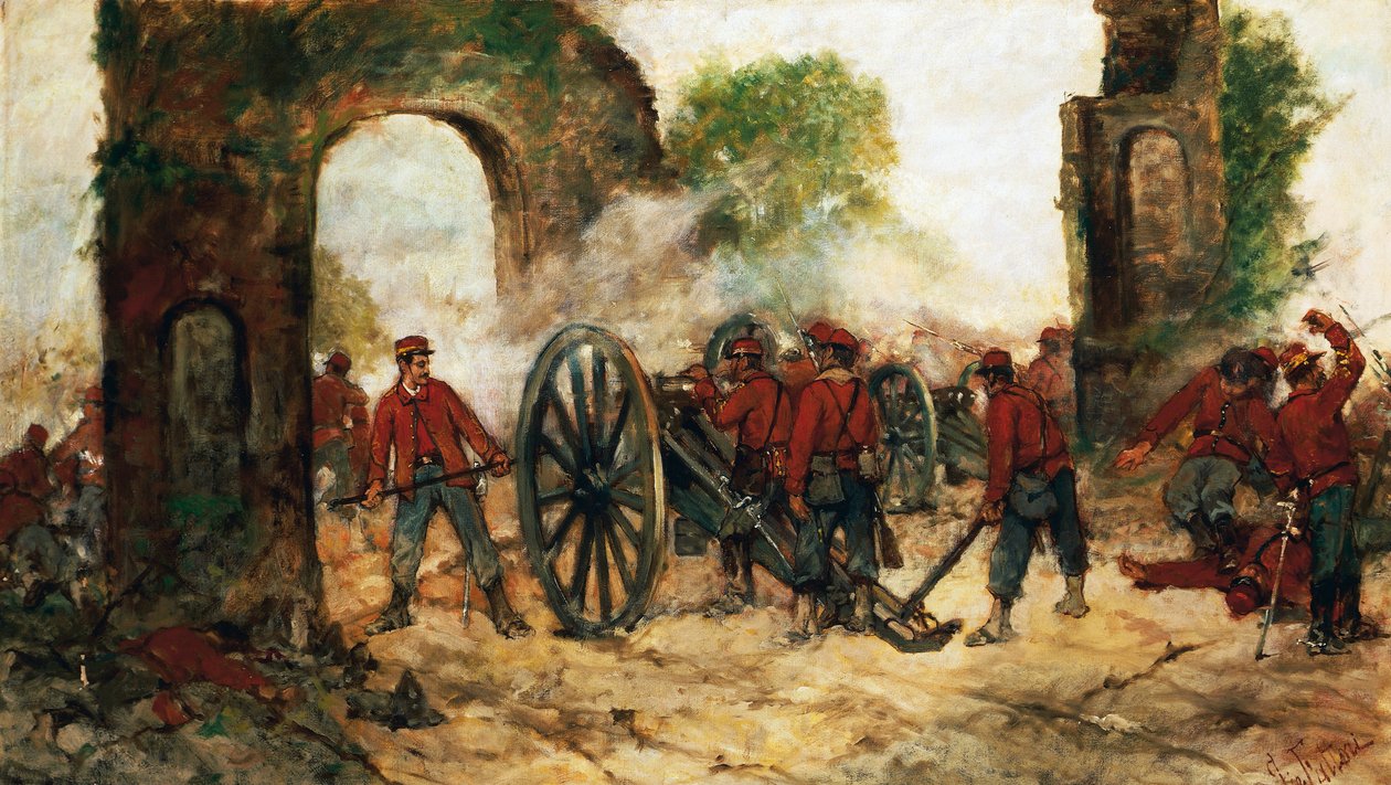 Porta Capuanan puolustaminen tai Volturnon taistelu tekijältä Giovanni Fattori