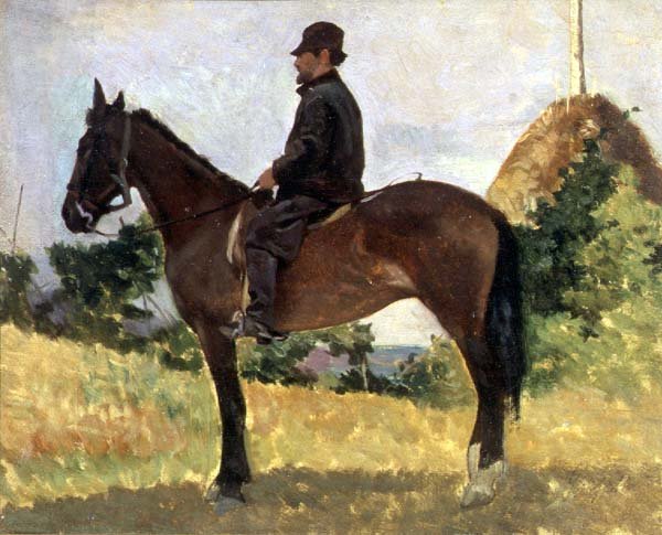 Diego Martelli hevosen selässä tekijältä Giovanni Fattori