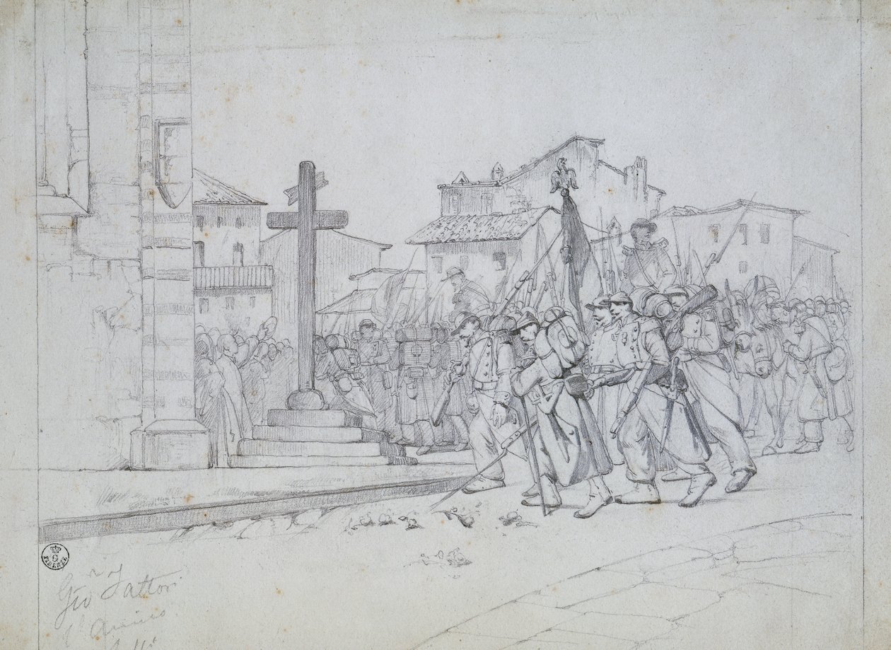 Ranskan joukkojen sisääntulo Livornoon tekijältä Giovanni Fattori