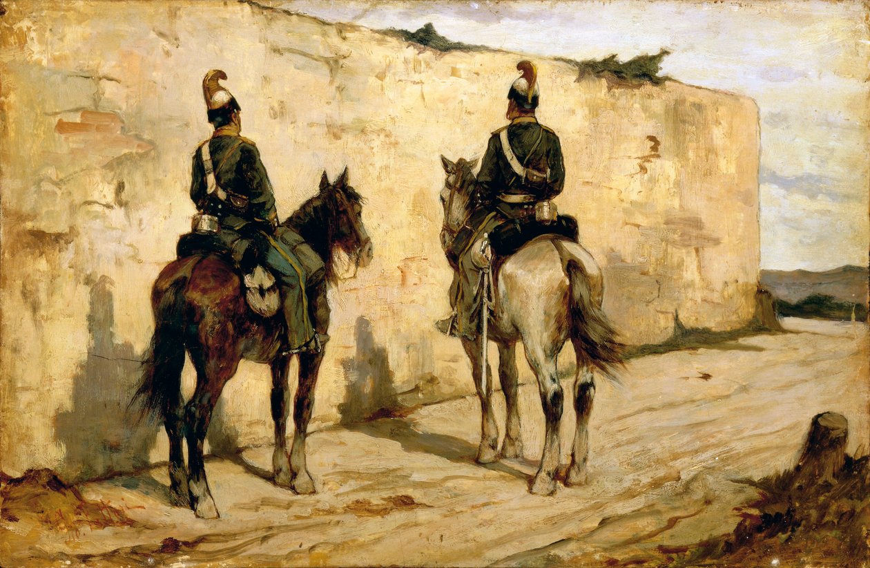 Italia, Biella, kevyen ratsuväen maalaus tekijältä Giovanni Fattori