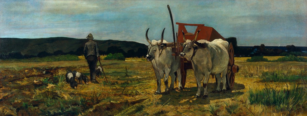 Maremma Toscany, Giovanni Fattori (1825-1908), öljy kankaalle, 77,5X205,7 cm tekijältä Giovanni Fattori
