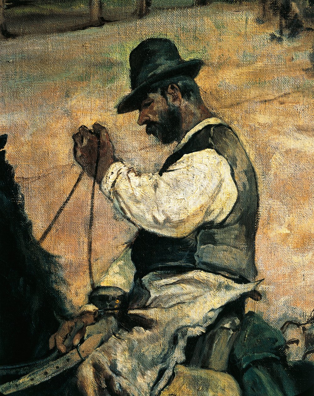 Nuorten härkien merkintä Maremmassa, noin 1887, Giovanni Fattori (1825-1908), 86x172 cm, Yksityiskohta tekijältä Giovanni Fattori