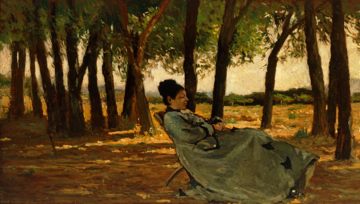 Rouva Martelli Castiglioncellossa, kirjoittanut Giovanni Fattori (1825-1908), öljy kankaalle, 20x35 cm. tekijältä Giovanni Fattori