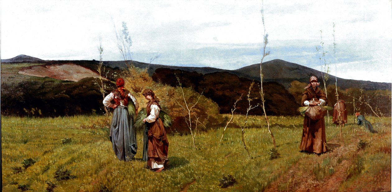 Talonpoikamacchiaiole pelloilla sadonkorjuun aikana. Giovanni Fattorin (1825-1908) maalaus 1866-1867 Dim. 90x180 cm Milano, yksityinen kokoelma tekijältä Giovanni Fattori