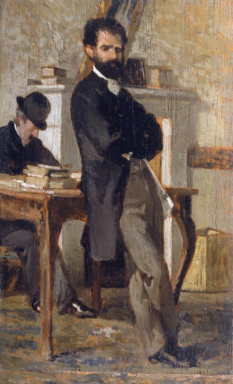 Lakimies Bongiovannin muotokuva, kirjoittanut Giovanni Fattori (1825-1908), öljy kankaalle, 24x14,4 cm tekijältä Giovanni Fattori