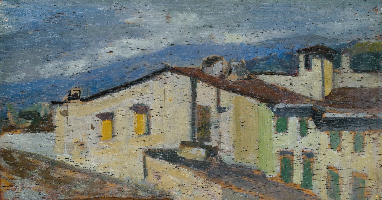 Via Nazionalen katot Firenzessä, n.1867 (öljy paneelille) tekijältä Giovanni Fattori