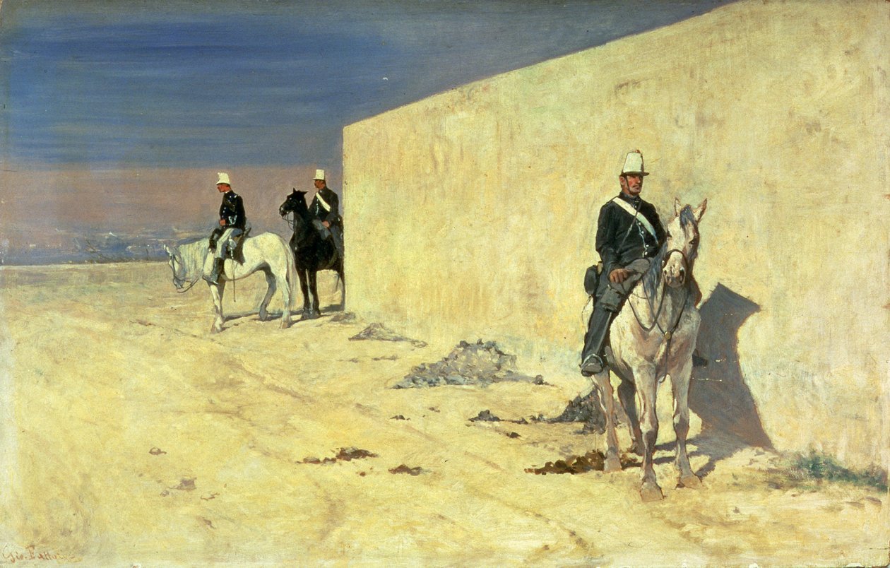 Kello (The White Wall), n.1871 (paneeli) tekijältä Giovanni Fattori