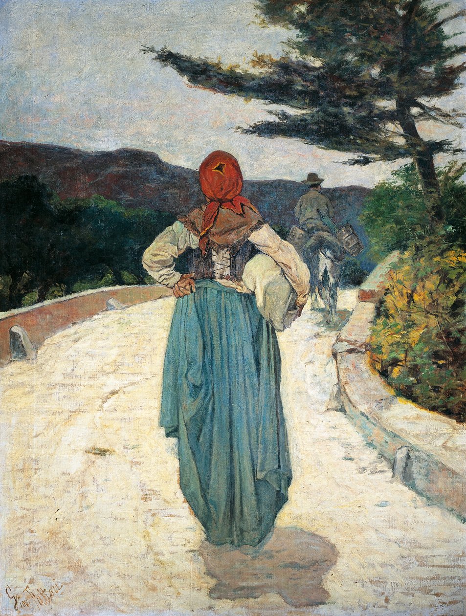 Valkoinen tie, Giovanni Fattori (1825-1908), öljy kankaalle, 96,5x73 cm tekijältä Giovanni Fattori