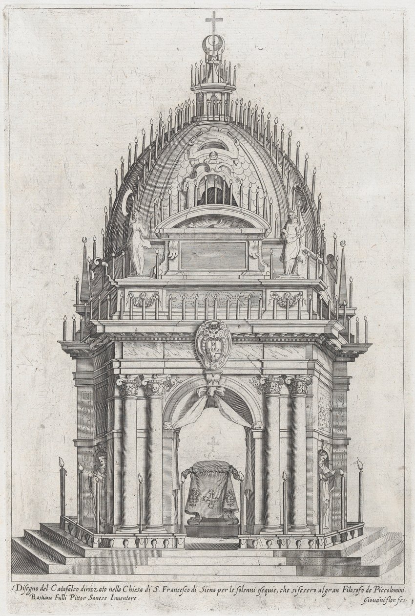 Katafalkin suunnittelu Francesco Piccolominille, 1607. tekijältä Giovanni Florimi
