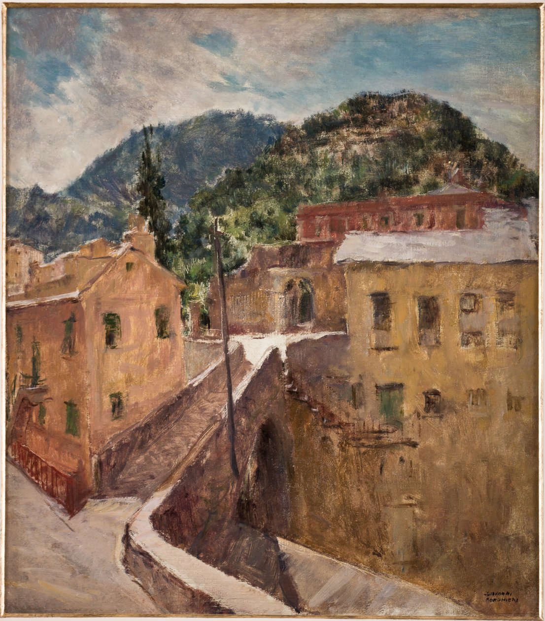 Ligurian maisema (öljy vanerille) tekijältä Giovanni Forghieri