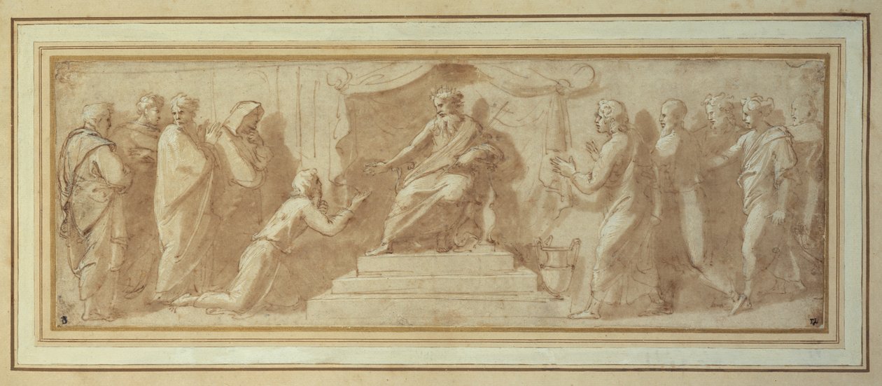 Joosef faraon edessä (kynä ja muste ja pese paperille) tekijältä Giovanni Francesco (c.1488 1528) Penni