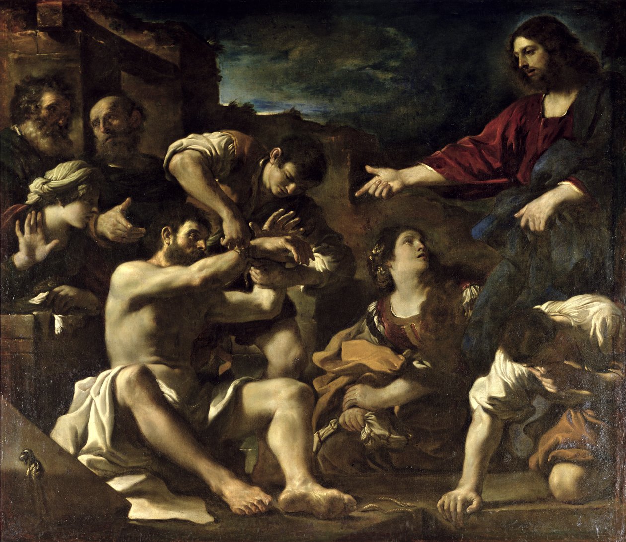 Lasaruksen ylösnousemus, noin 1619 tekijältä Giovanni Francesco Barbieri