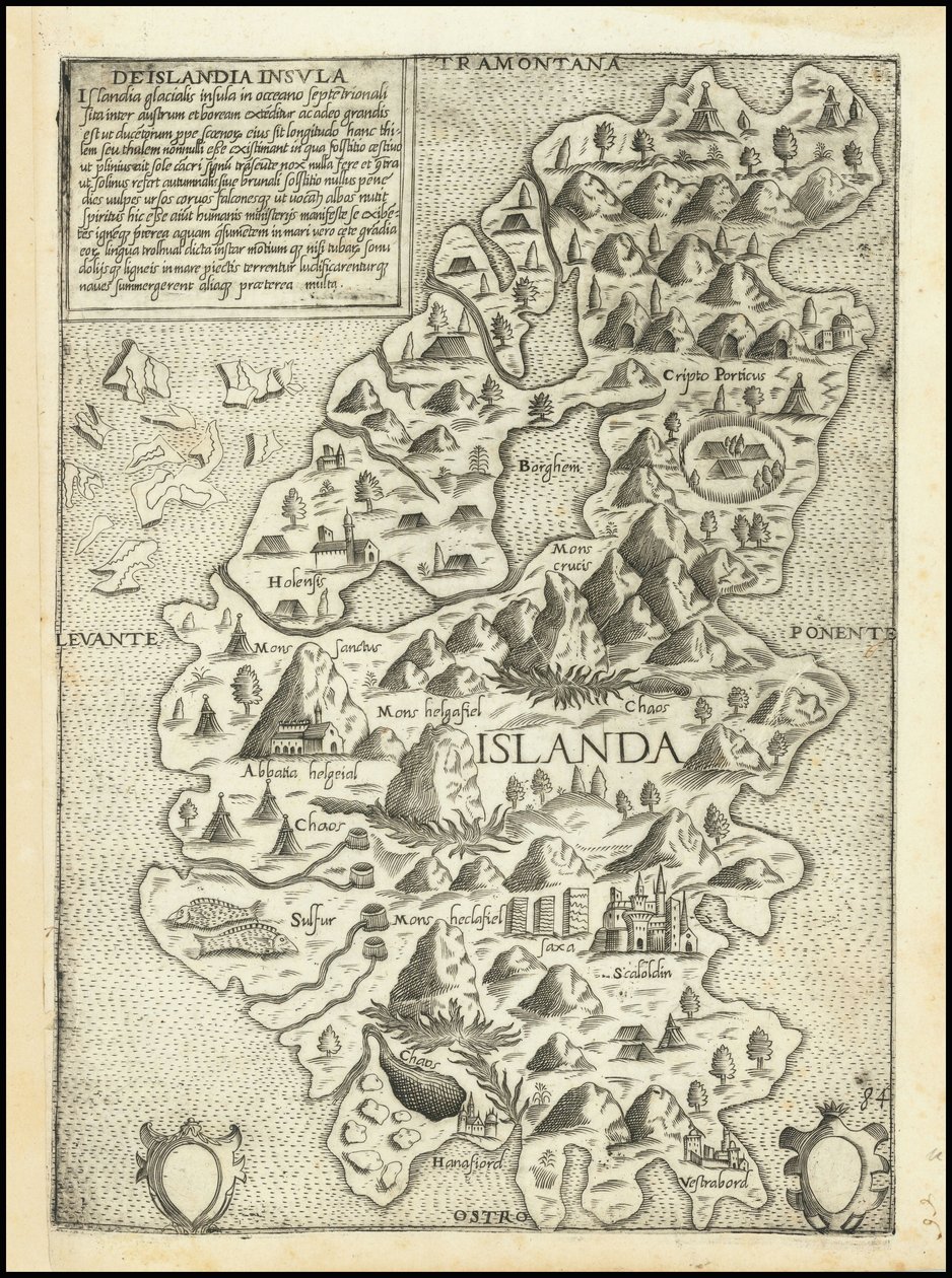Giovanni Francesco Camocion laatima Islannin kartta 1560-luvulta. tekijältä Giovanni Francesco Camocio
