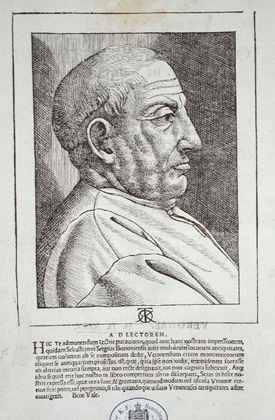 Tekijän muotokuva, kirjasta "Veronan kaupungin alkuperä ja amplitudi...", kirjoittanut Sarayna Torello, julkaissut Verona tekijältä Giovanni Francesco Caroto