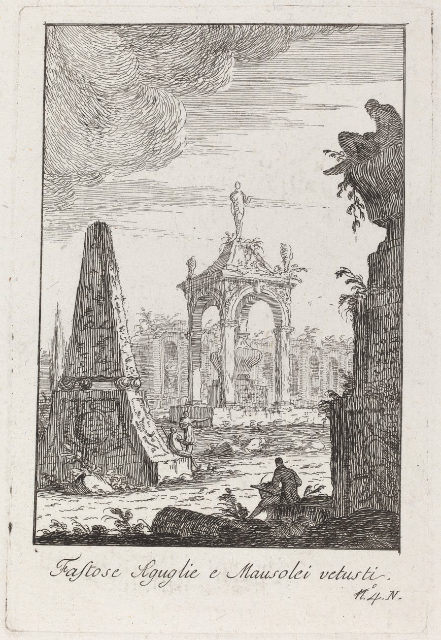 Ylellinen Aguglie ja muinaiset mausoleumit tekijältä Giovanni Francesco Costa