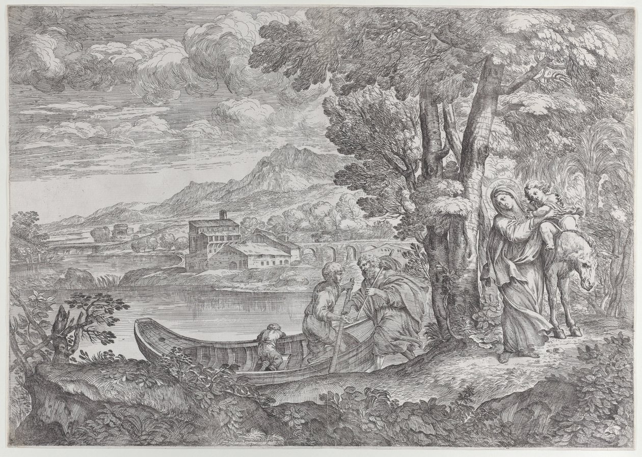 Maisema lento Egyptiin, 1626-80., 1626-80. tekijältä Giovanni Francesco Grimaldi