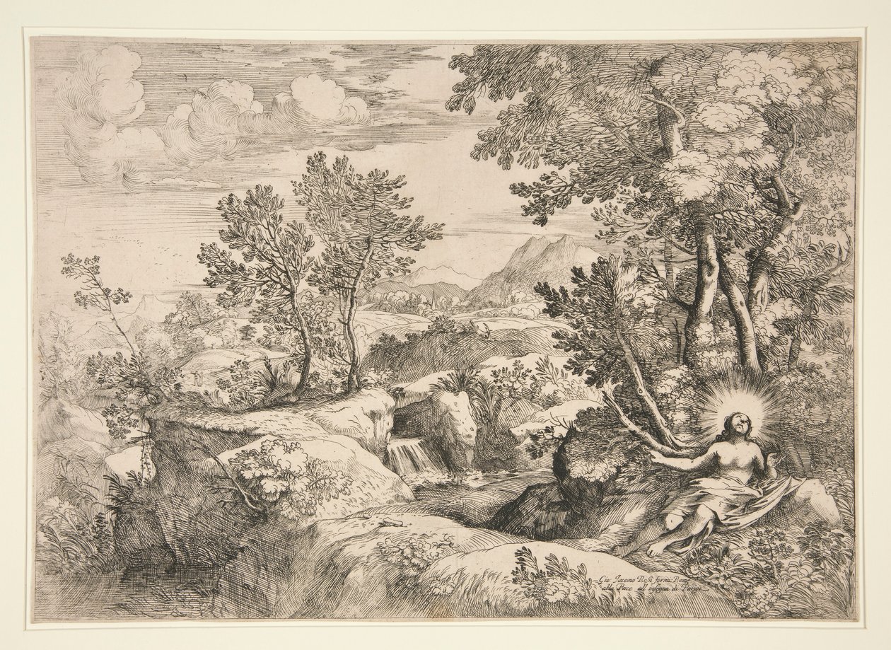 Maria Magdaleena maisemassa tekijältä Giovanni Francesco Grimaldi