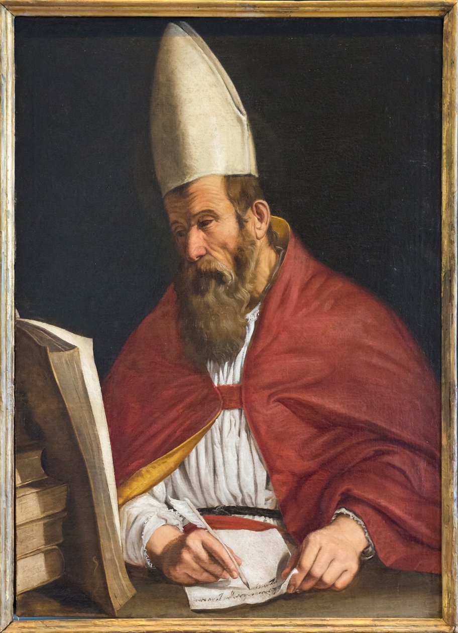 Kanonisoitu piispa, mahdollisesti Pyhä Augustinus tekijältä Giovanni Francesco Guerrieri