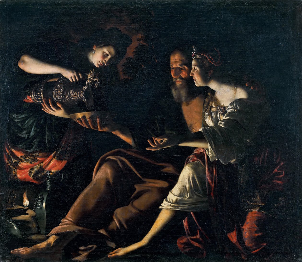 Loot ja hänen tyttärensä, 1617. tekijältä Giovanni Francesco Guerrieri
