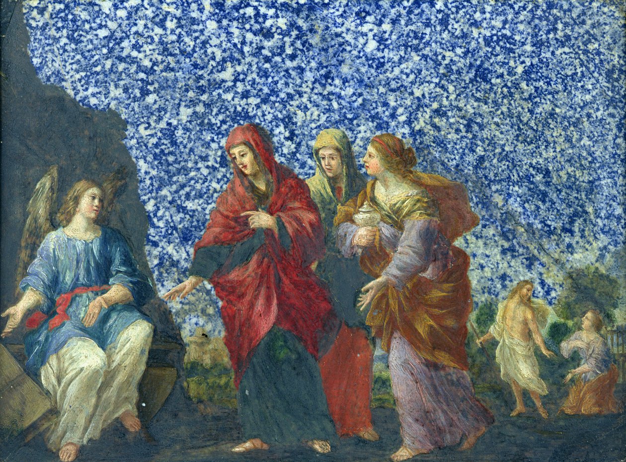 Pyhät naiset haudalla (öljy marmorilla) tekijältä Giovanni Francesco Romanelli