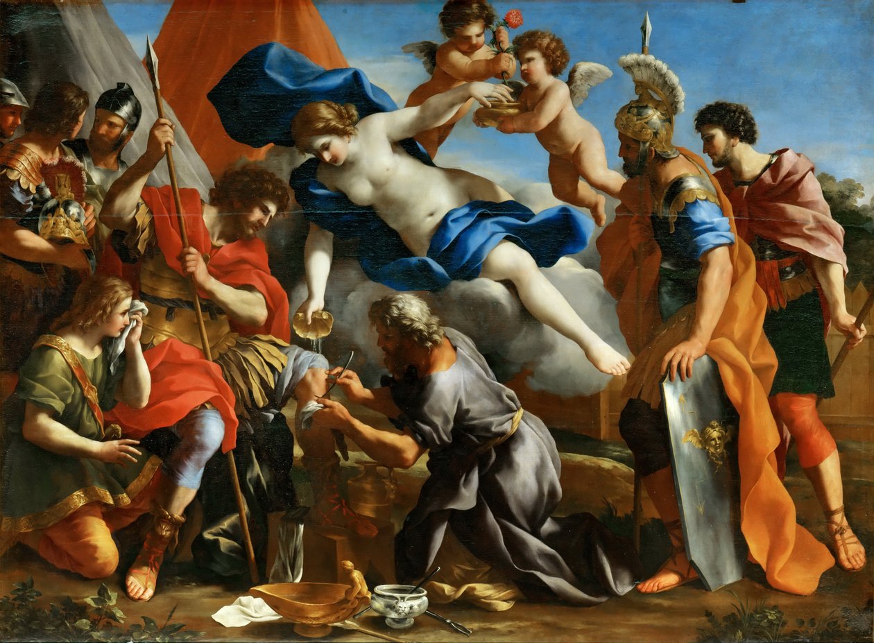 Venus kaatamassa balsamia Aeneasin haavalle tekijältä Giovanni Francesco Romanelli