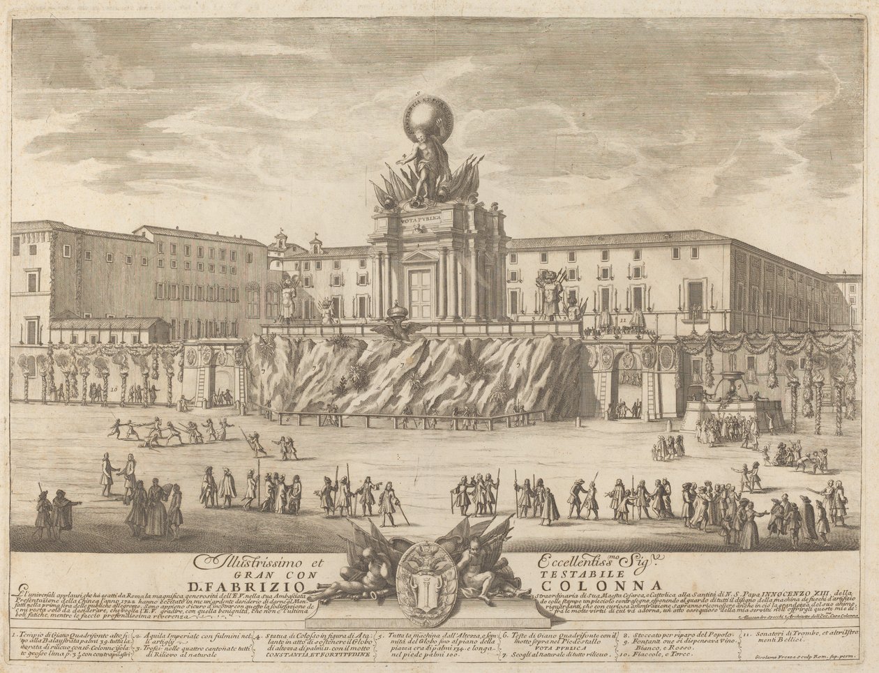 Januksen temppeli "Chinea"-festivaalille tekijältä Giovanni Girolamo Frezza after Alessandro Specchi