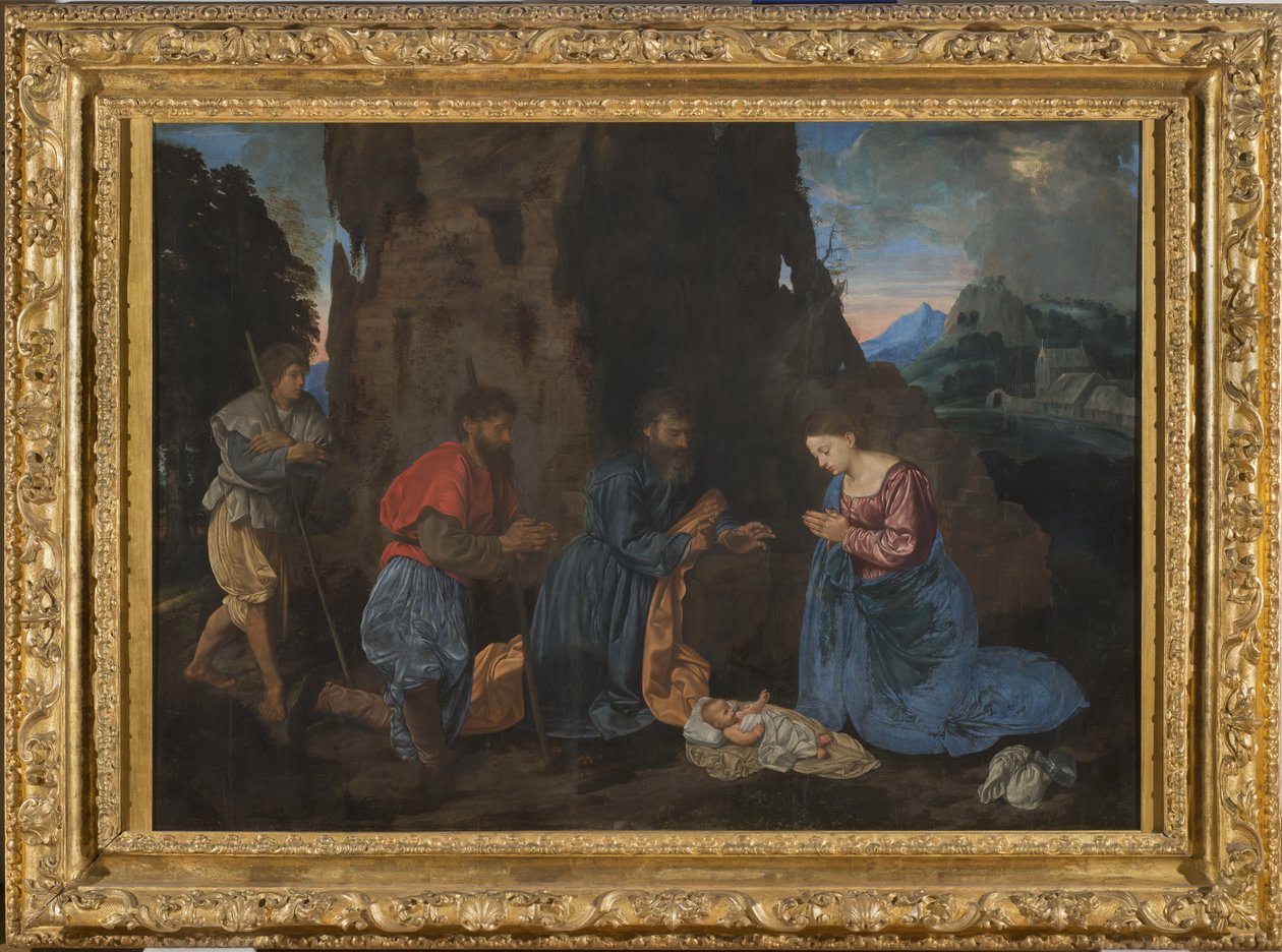 Adoració dels pastors, c.1522-23 (oli sobre taula)finès tekijältä Giovanni Girolamo Savoldo
