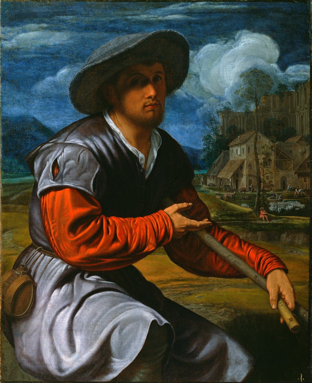 Pastor amb flauta, c.1525 (oli sobre tela)finlandès tekijältä Giovanni Girolamo Savoldo