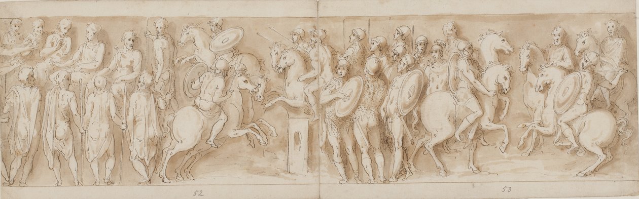 Sarmatialaiset ennen keisarillista neuvostoa (LXII loppu, LXIII alku); vartijoiden ympäröimänä Marcus Aurelius ja Pompeius hevosen selässä katselevat kahakkaa (XC); Saksalaiset aateliset tuomassa viestin (XCI:n puoliväliin asti) tekijältä Giovanni Guerra