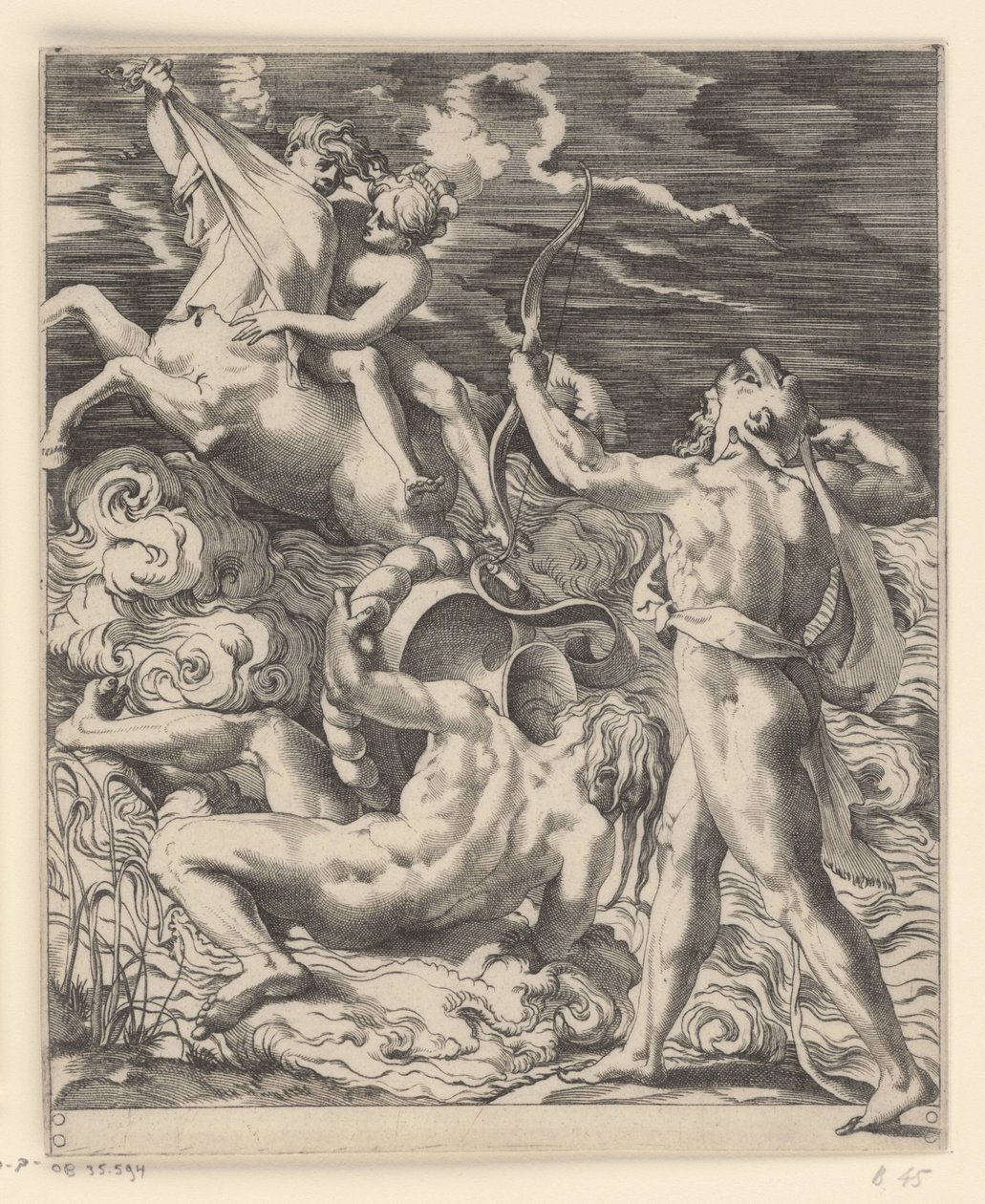 Hèrcules mata el centaure Nessus Acaben les escenes amb Hèrcules (títol de la sèrie). tekijältä Giovanni Jacopo Caraglio