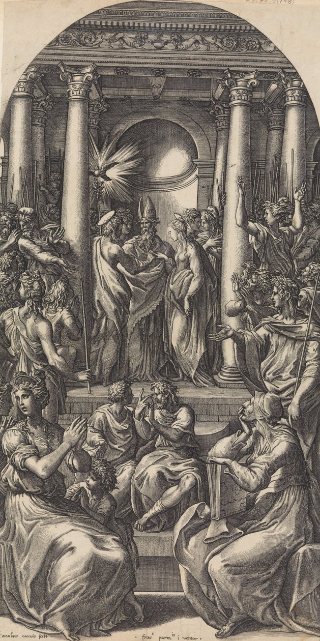 Neitsyen häät, n. 1525-26. tekijältä Giovanni Jacopo Caraglio