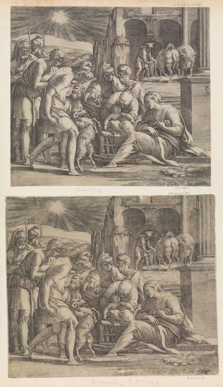 Paimenten palvonta. tekijältä Giovanni Jacopo Caraglio