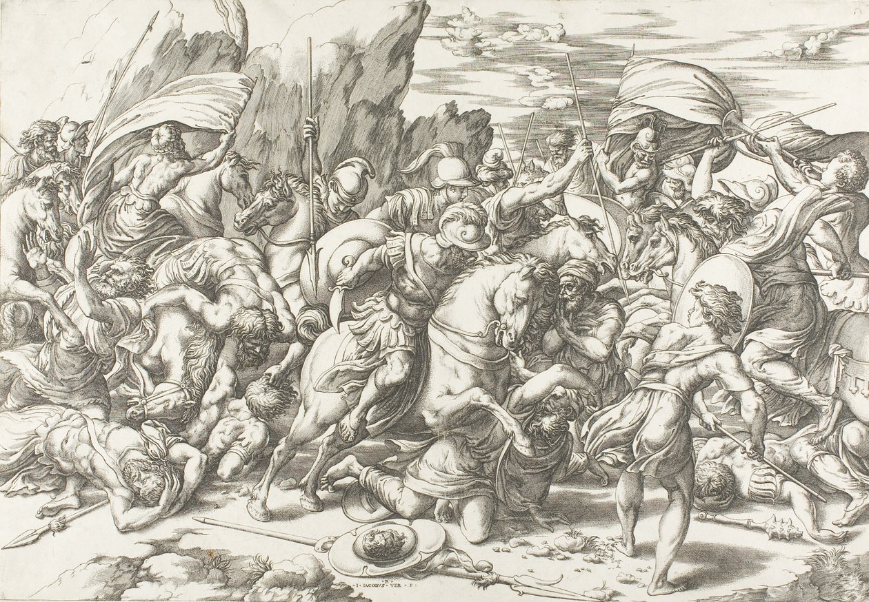 Taistelu Kilven ja Lancen ympärillä tekijältä Giovanni Jacopo Caraglio