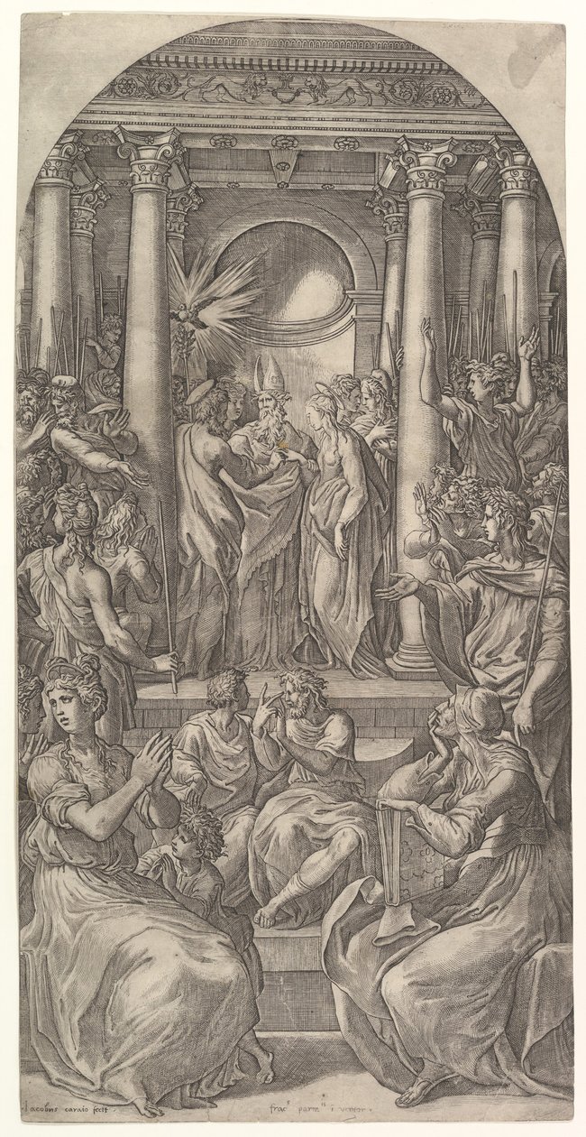 Neitsyen häät, n. 1525. tekijältä Giovanni Jacopo Caraglio