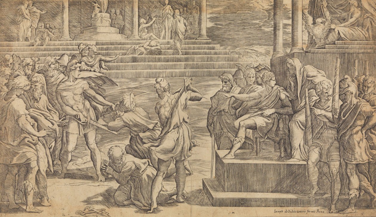 Pyhän Pietarin ja Pyhän Paavalin marttyyrikuolema, n. 1527. tekijältä Giovanni Jacopo Caraglio